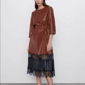 Zara Contrasting Faux Leather Dress